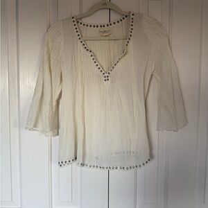 Denim & Supply Vintage Ralph Lauren Cream Blouse with Stud Accents